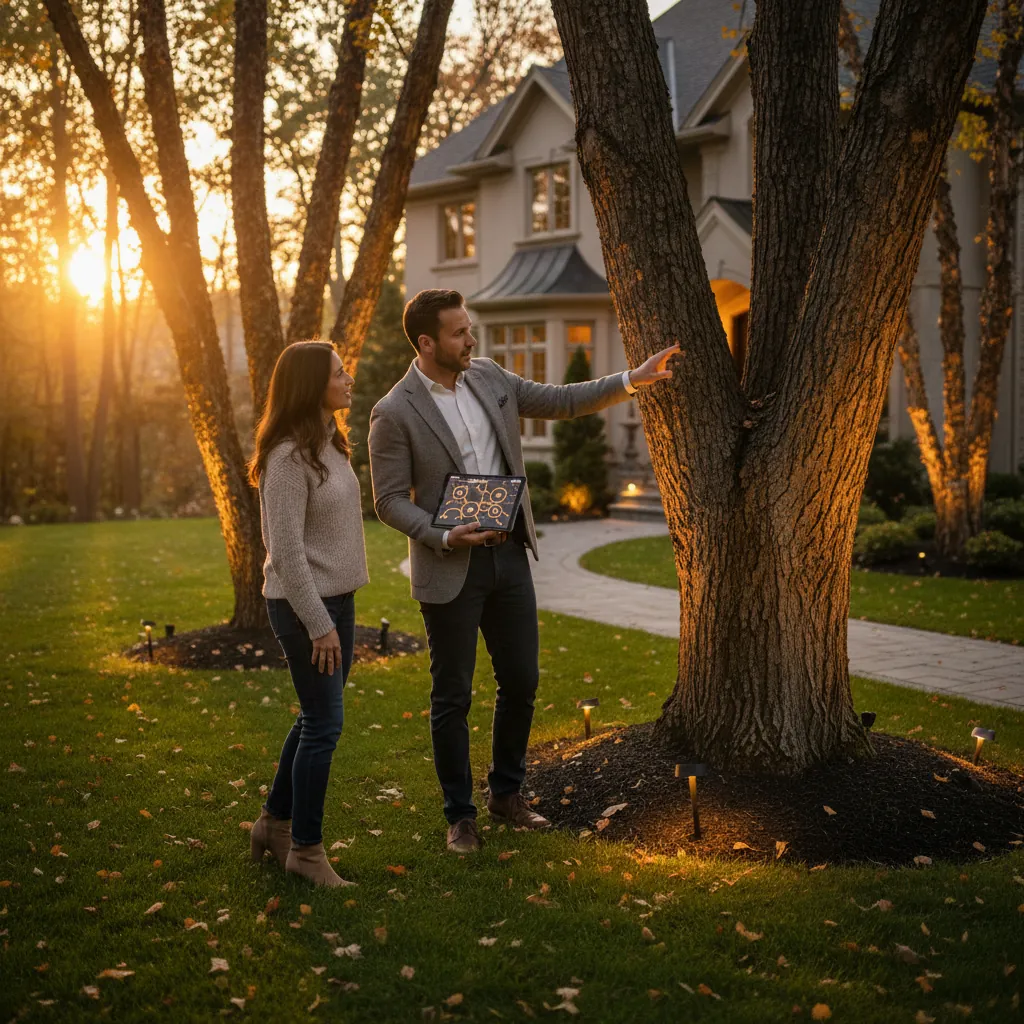 Outdoor lighting design mockup and planning